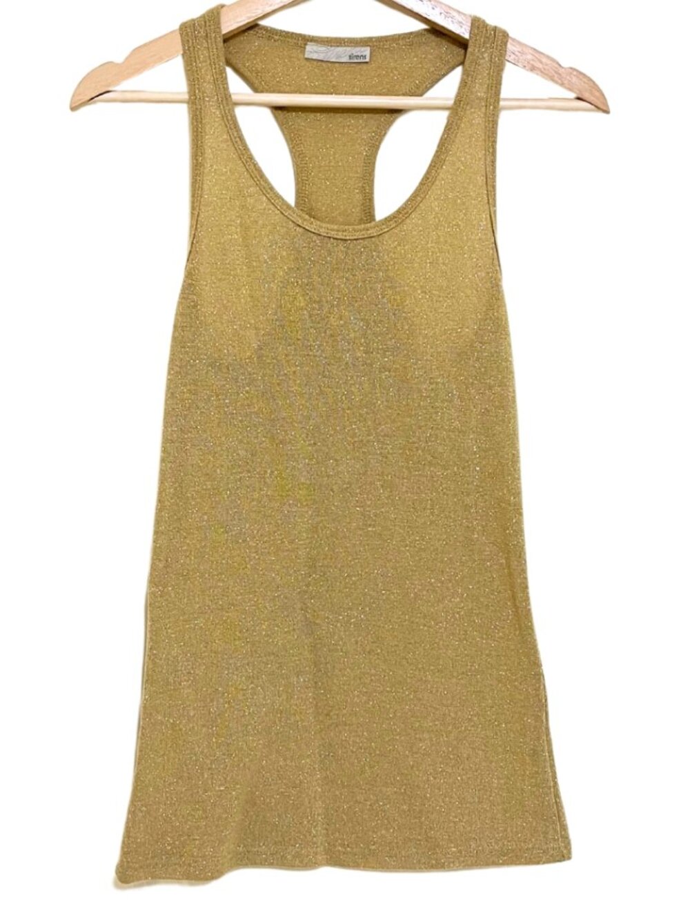 Sirens Y2K Gold Metallic Sparkle Racerback Sleeveless Fitted Tank Top – S